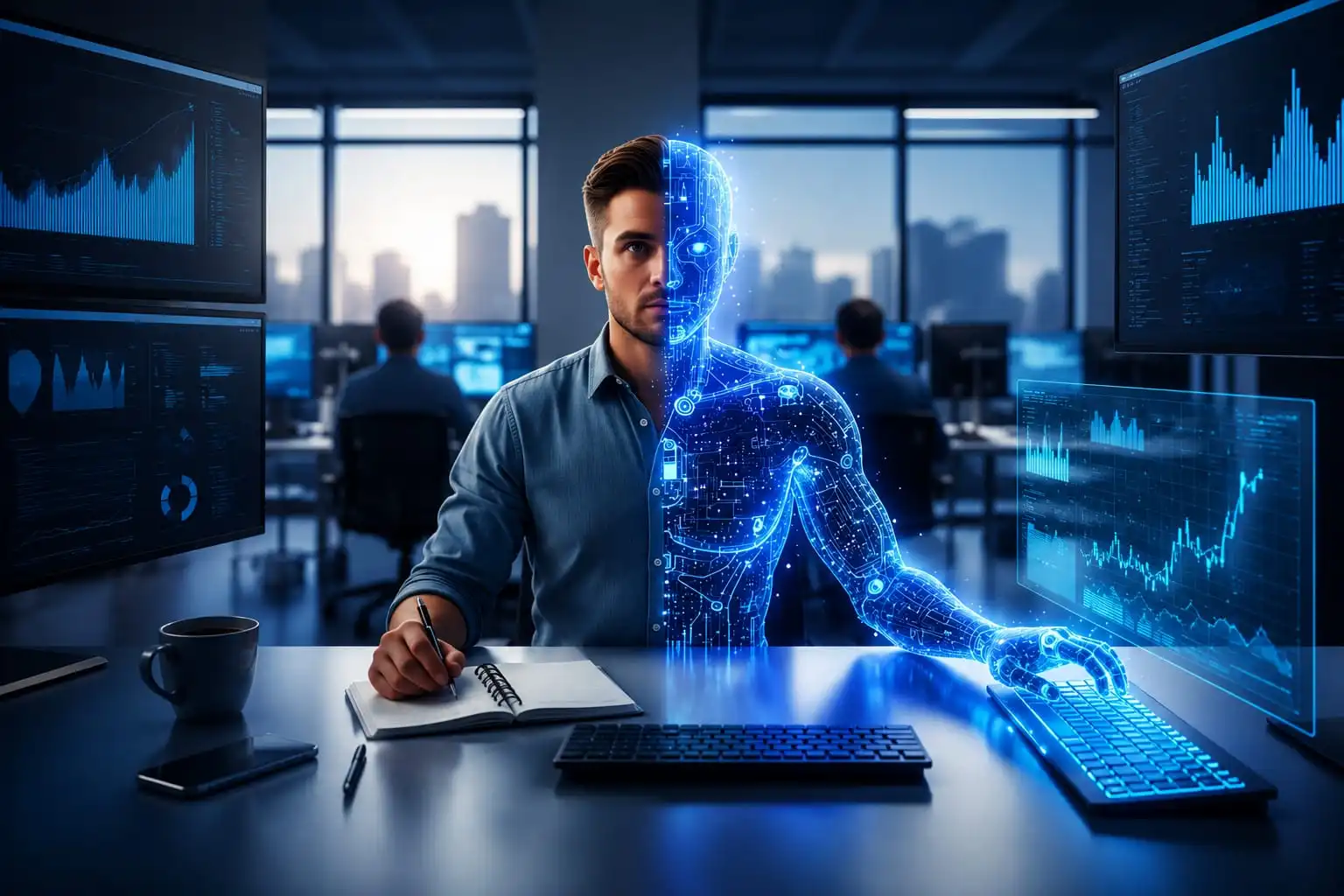 Flujo de trabajo de inteligencia artificial analizando datos en Posadas