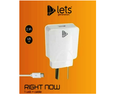 Cargador Lets 2.1A V8 con cable 